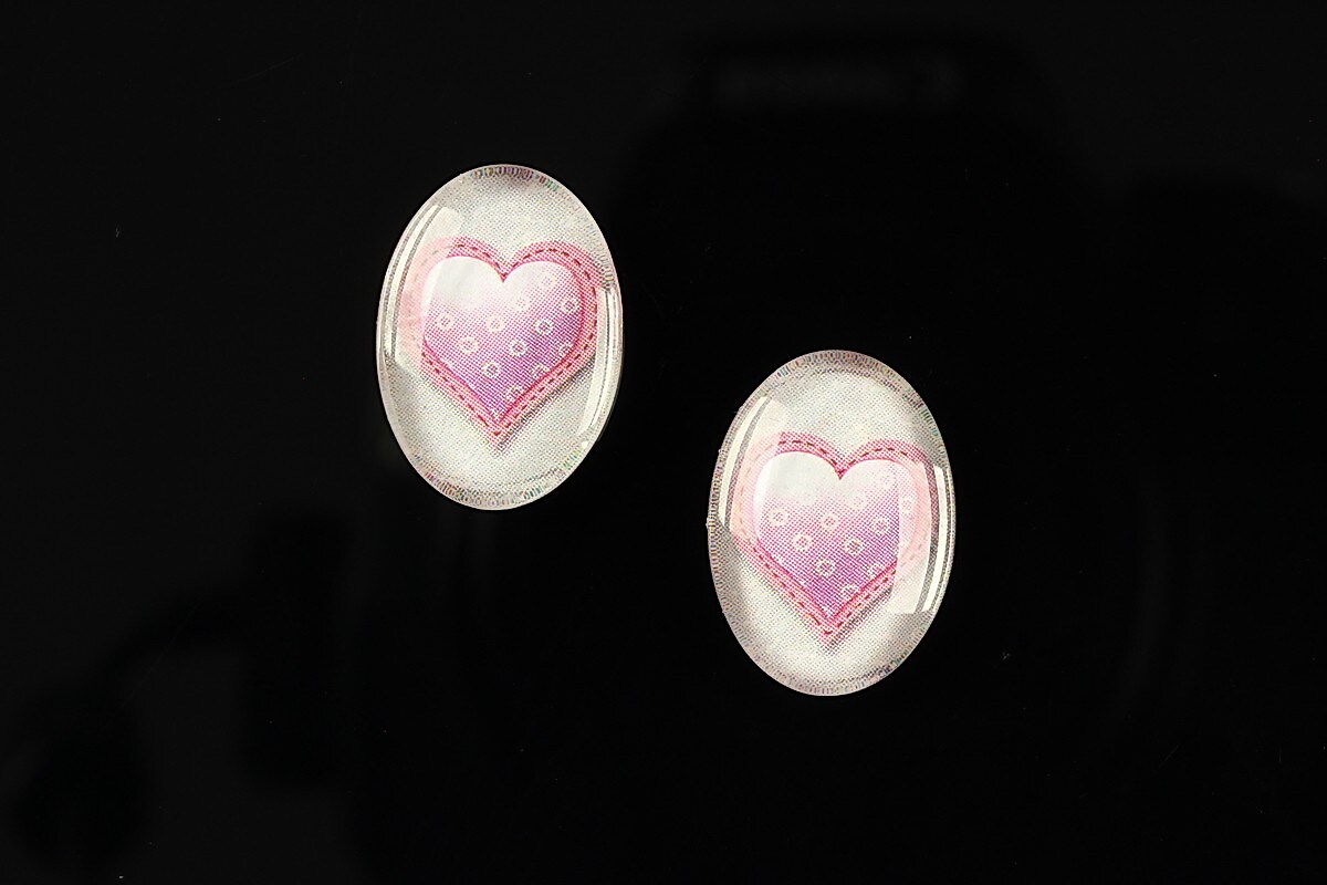 Cabochon sticla 18x13mm "Heart it" cod 245