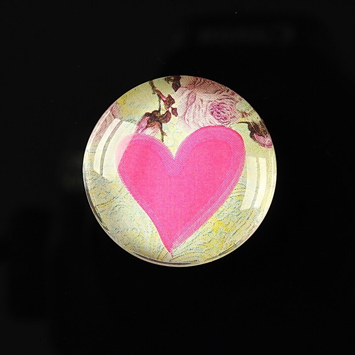 Cabochon sticla 25mm "Pink hearts" cod 272
