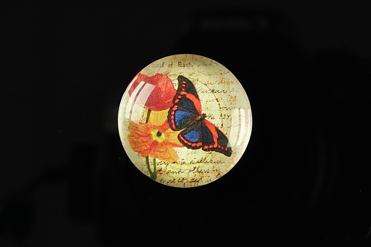 Cabochon sticla 25mm "Butterfly simphony" cod 265