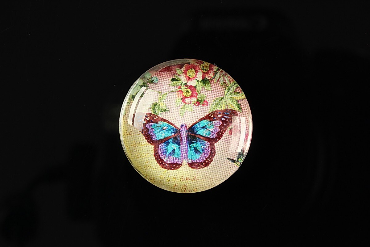Cabochon sticla 25mm "Butterfly simphony" cod 261