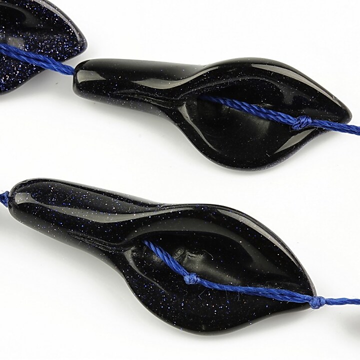 Blue goldstone cala 36x16mm