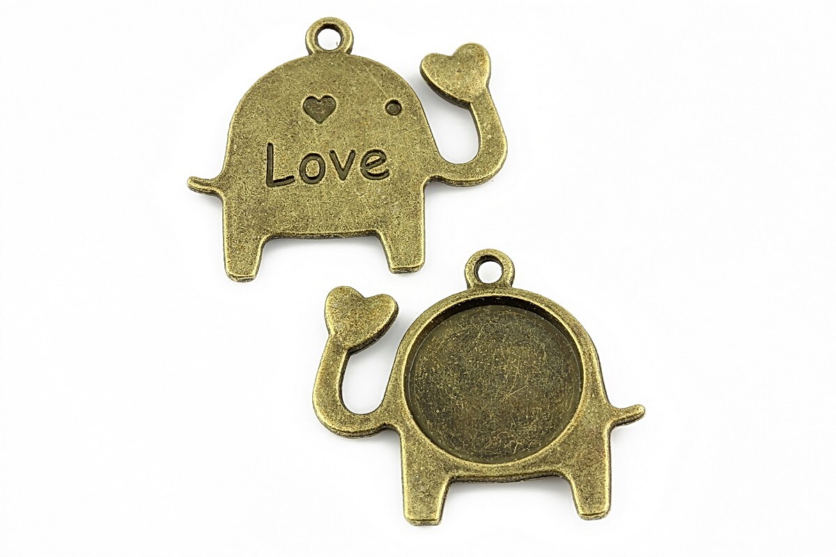 Baza cabochon, charm love bronz 24x27mm, interior 14mm