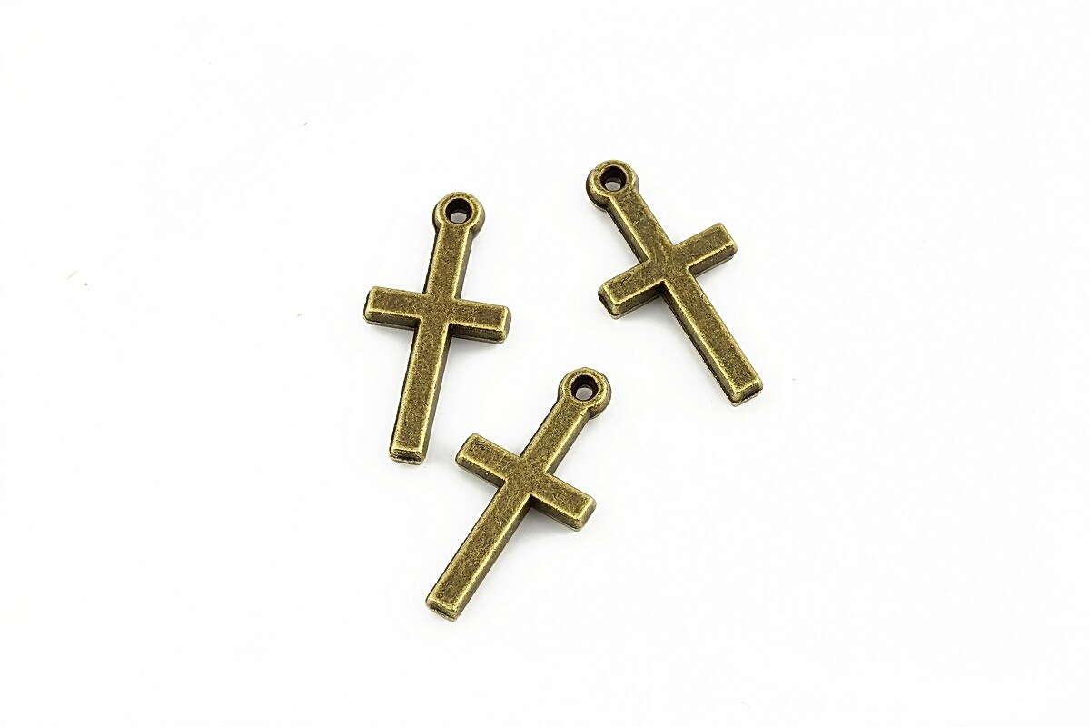 Charm bronz cruce 19x9mm