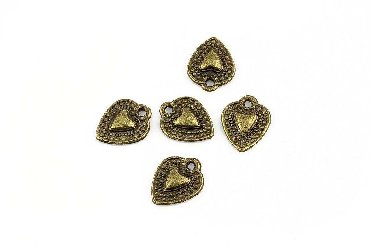 Charm bronz inima 11x9mm