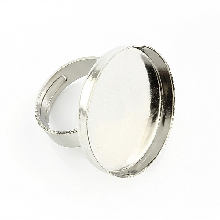 Baza de inel argintiu inchis, reglabila, cu platou dim. interioara 25mm