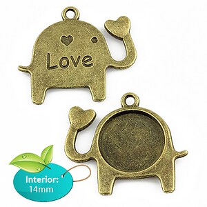 Baza cabochon, charm love bronz 24x27mm, interior 14mm