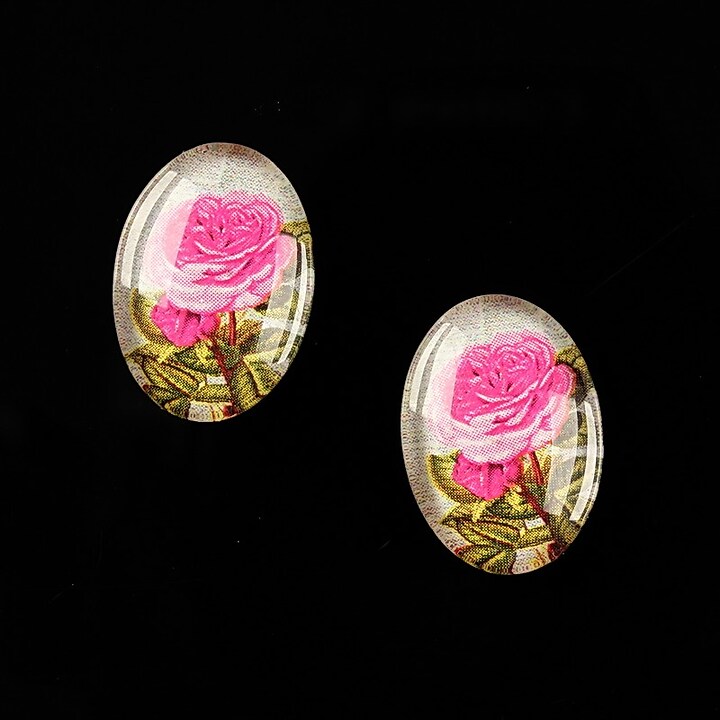 Cabochon sticla 18x13mm "Vintage garden" cod 205