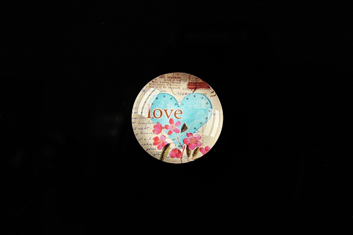 Cabochon sticla 18mm "Love letters" cod 315