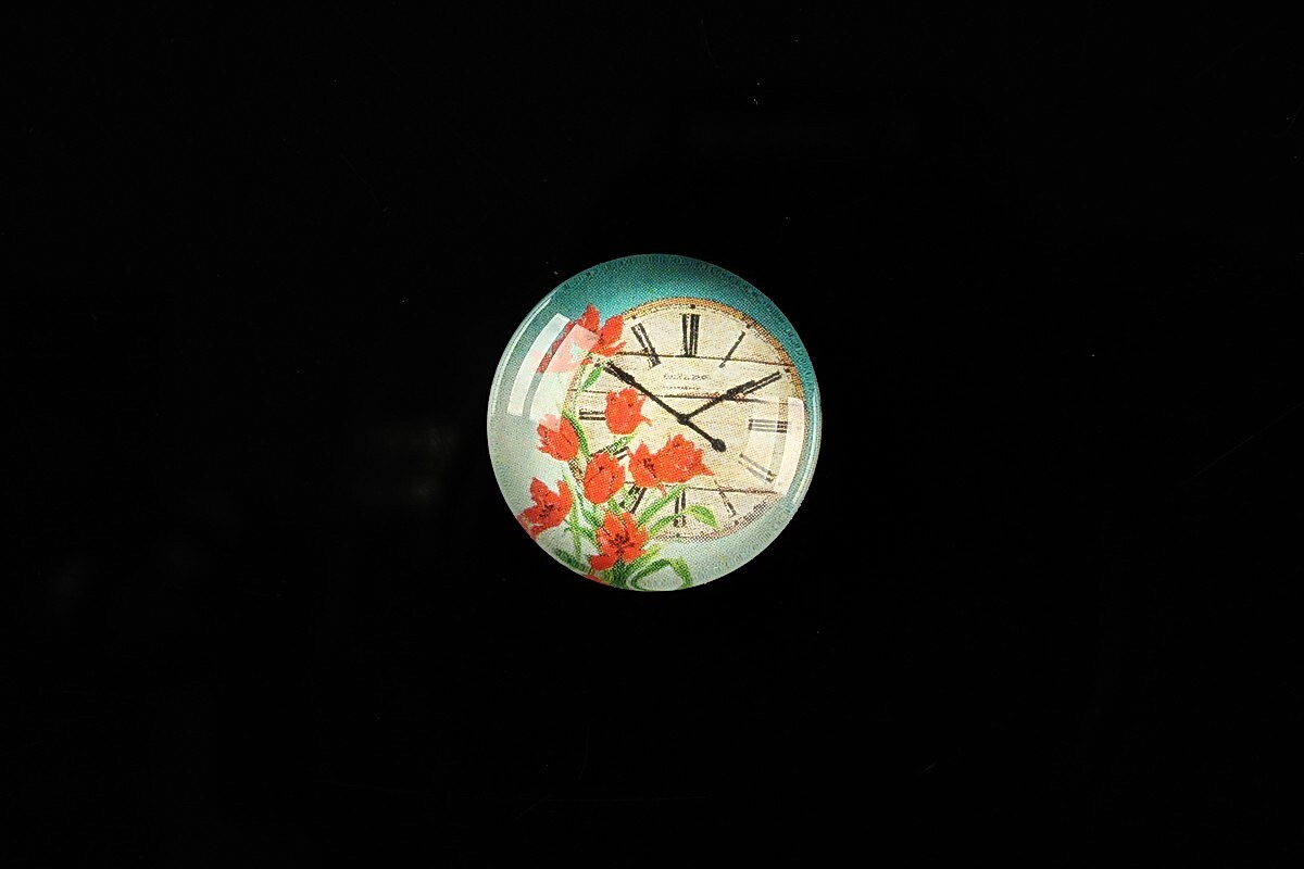 Cabochon sticla 18mm "Vintage clock" cod 320