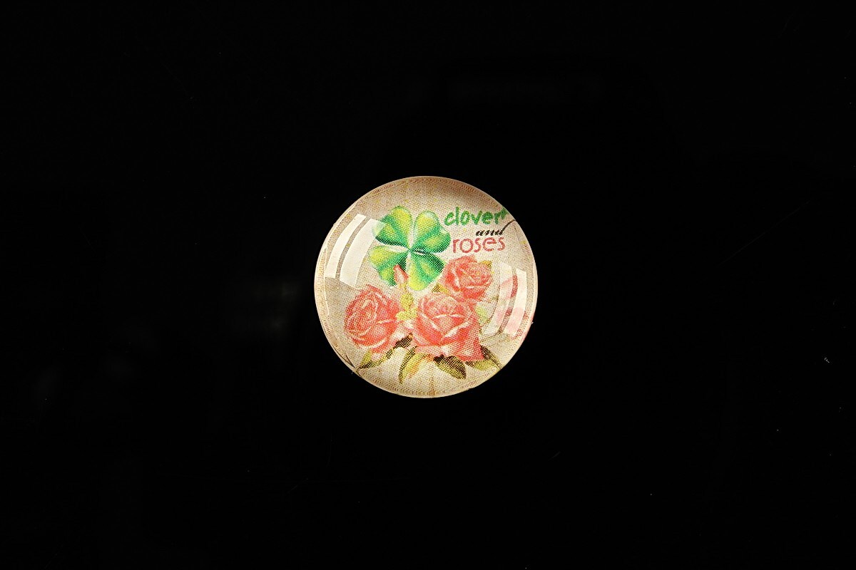 Cabochon sticla 18mm "Good luck" cod 326