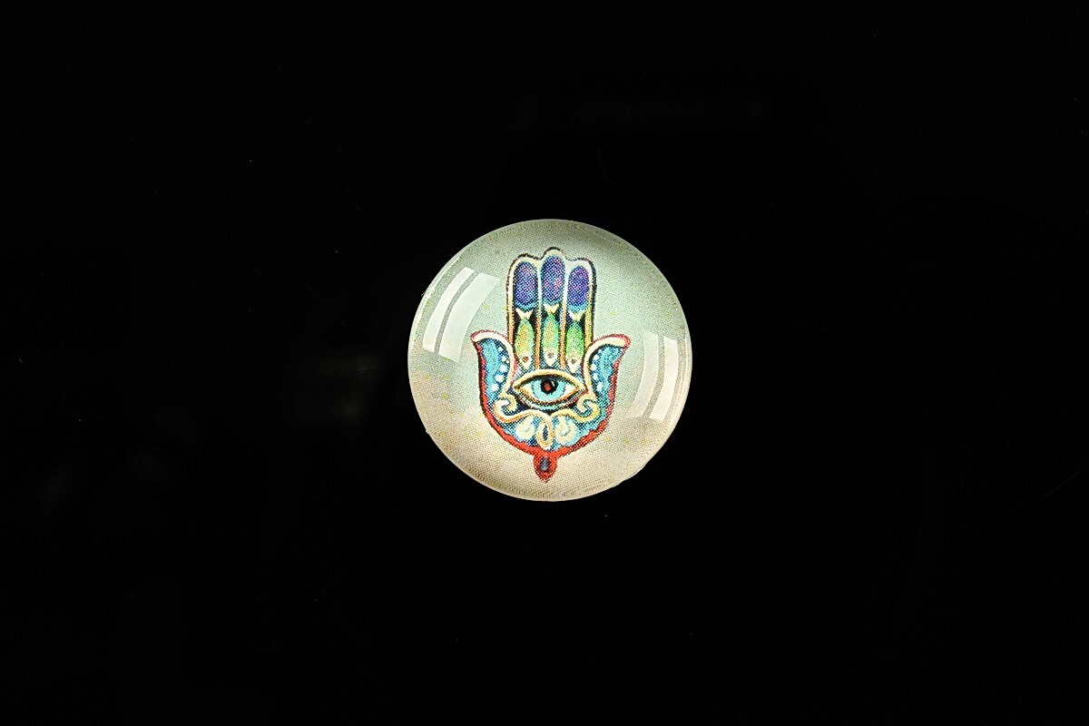 Cabochon sticla 18mm "Hamsa hand" cod 327