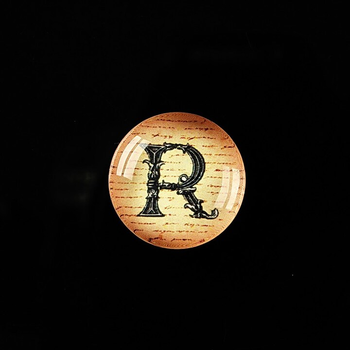 Cabochon sticla 18mm "Antique alphabet - R" cod 336