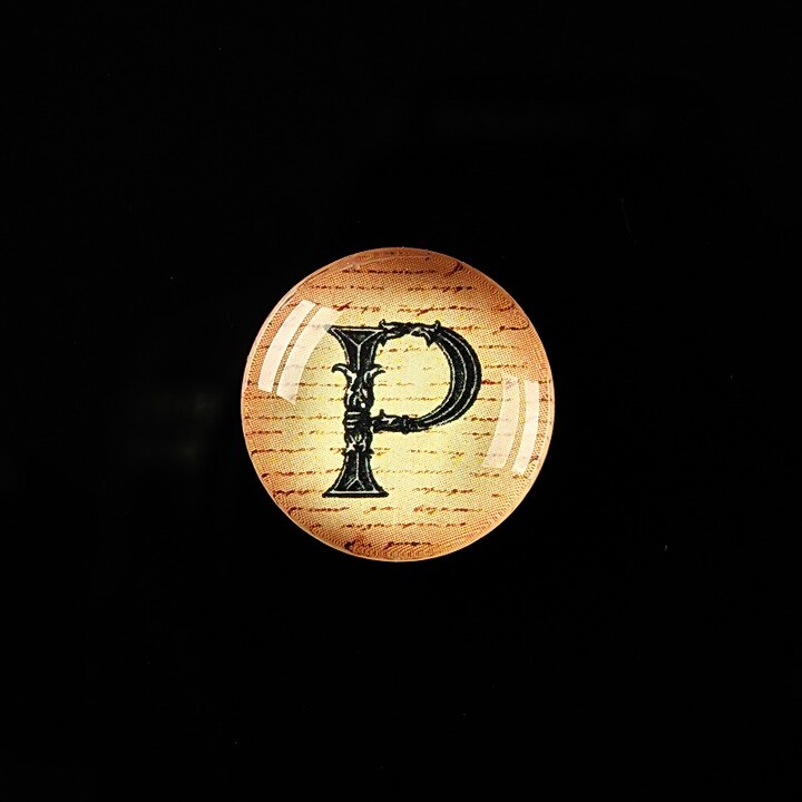 Cabochon sticla 18mm "Antique alphabet - P" cod 338