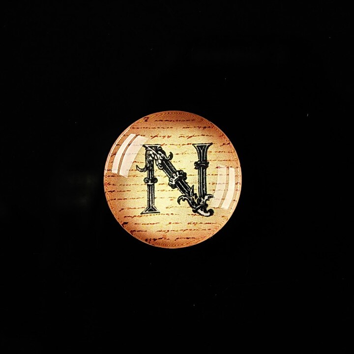 Cabochon sticla 18mm "Antique alphabet  - N" cod 340