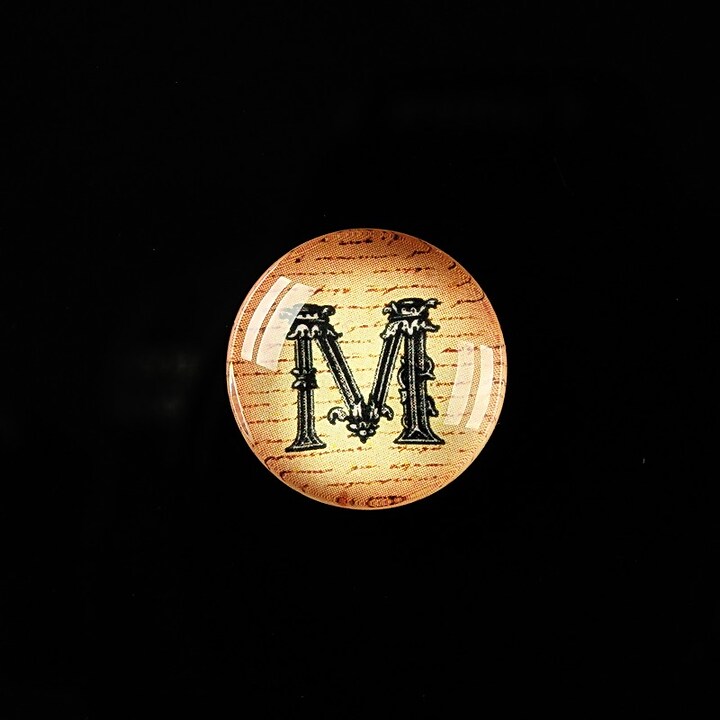 Cabochon sticla 18mm "Antique alphabet - M" cod 341