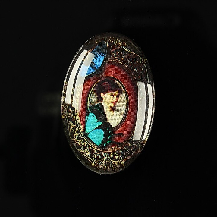 Cabochon sticla 30x20mm "Past world" cod 286