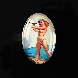 Cabochon sticla 30x20mm "Pin up girls" cod 278