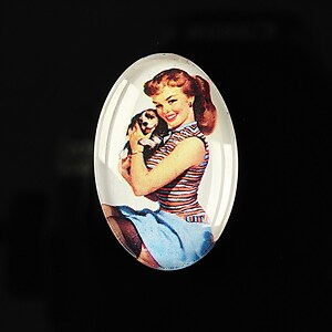 Cabochon sticla 30x20mm "Pin up girls" cod 277