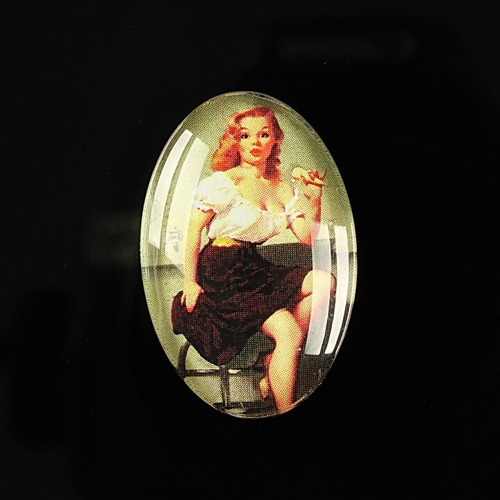 Cabochon sticla 30x20mm "Pin up girls" cod 276