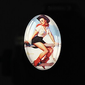 Cabochon sticla 30x20mm "Pin up girls" cod 275