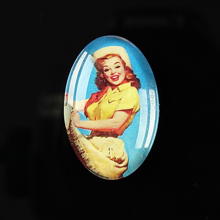 Cabochon sticla 30x20mm "Pin up girls" cod 274