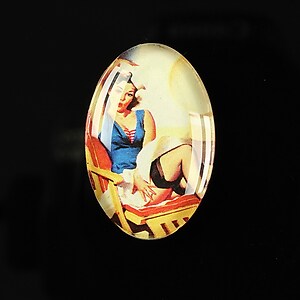 Cabochon sticla 30x20mm "Pin up girls" cod 273