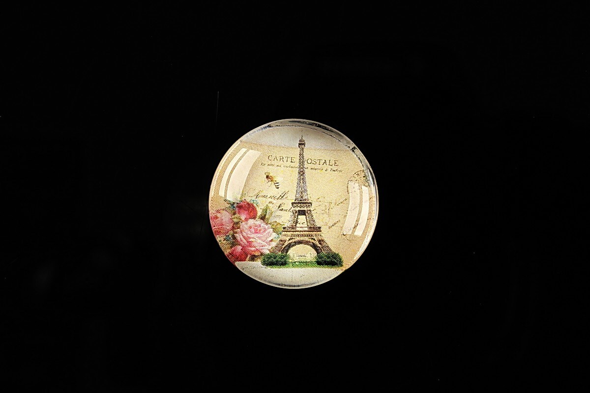 Cabochon sticla 20mm "J'adore Paris" cod 361