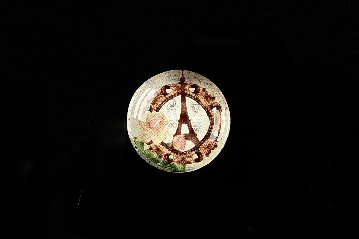 Cabochon sticla 20mm "J'adore Paris" cod 363
