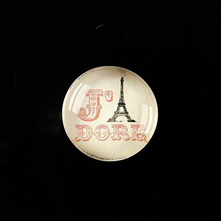 Cabochon sticla 20mm "J'adore Paris" cod 364