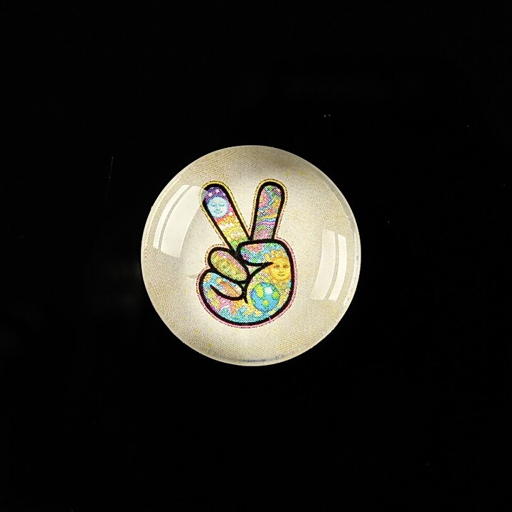 Cabochon sticla 20mm "All about hippie" cod 373
