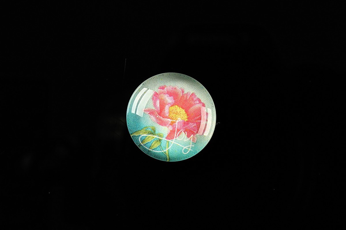 Cabochon sticla 18mm "Flower symbol" cod 306