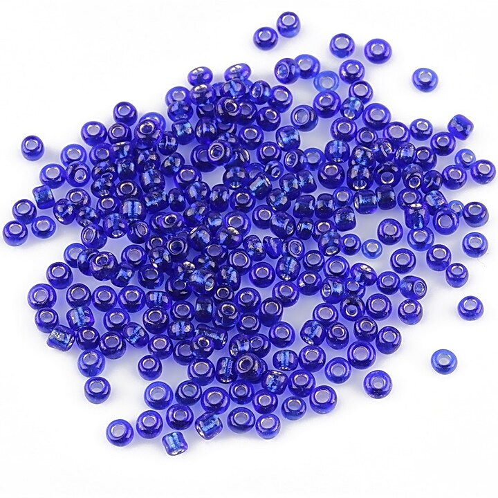 Margele de nisip 2mm cu foita argintie (50g) - cod 043 - albastru cobalt