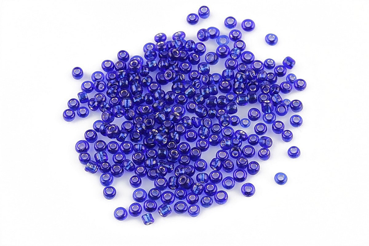 Margele de nisip 2mm cu foita argintie (50g) - cod 043 - albastru cobalt