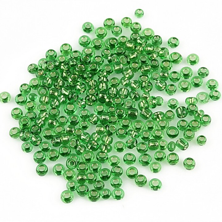 Margele de nisip 2mm cu foita argintie (50g) - cod 054 - verde
