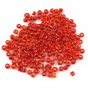 Margele de nisip 2mm cu foita argintie (50g) - cod 049 - rosu