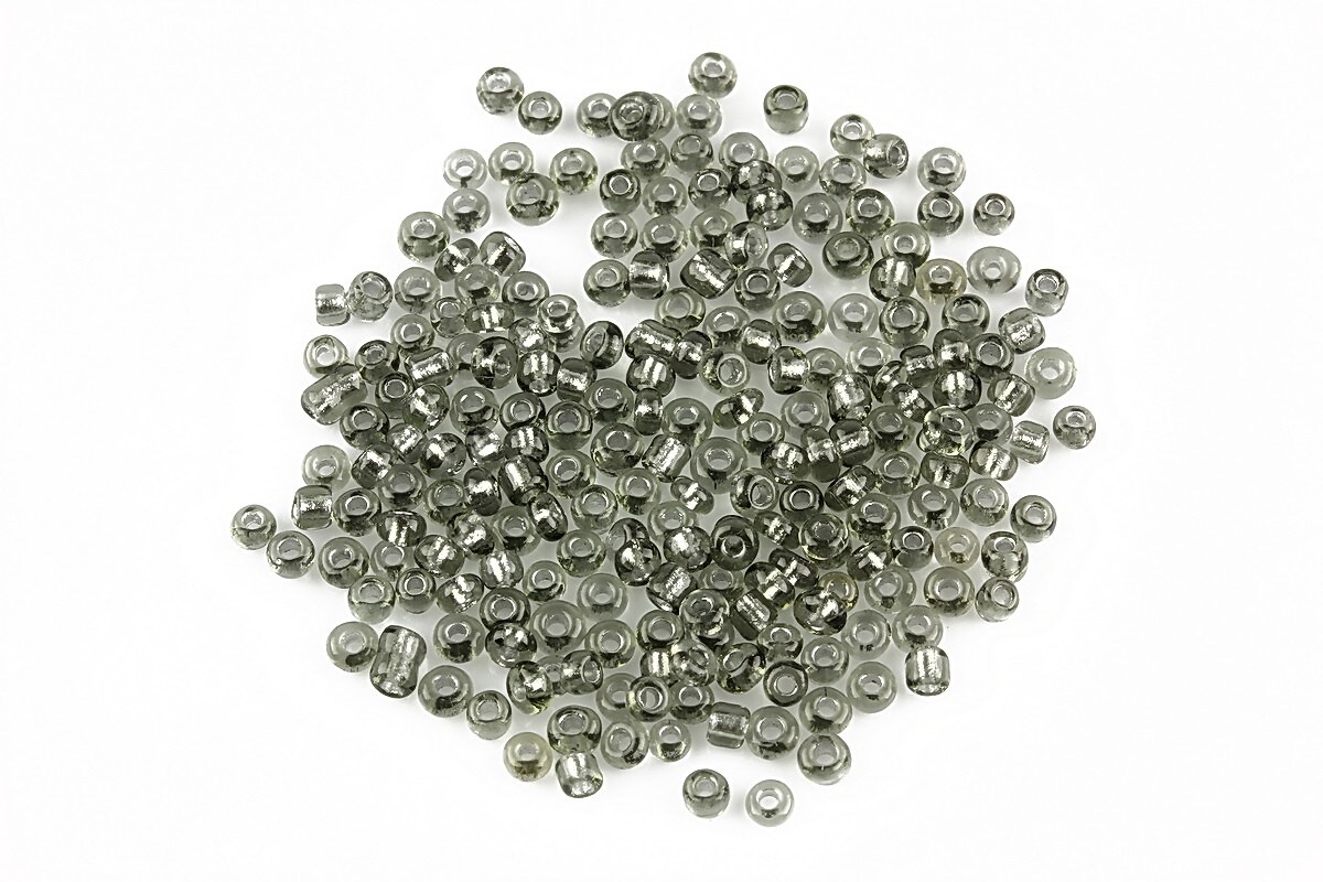 Margele de nisip 2mm cu foita argintie (50g) - cod 046 - gri