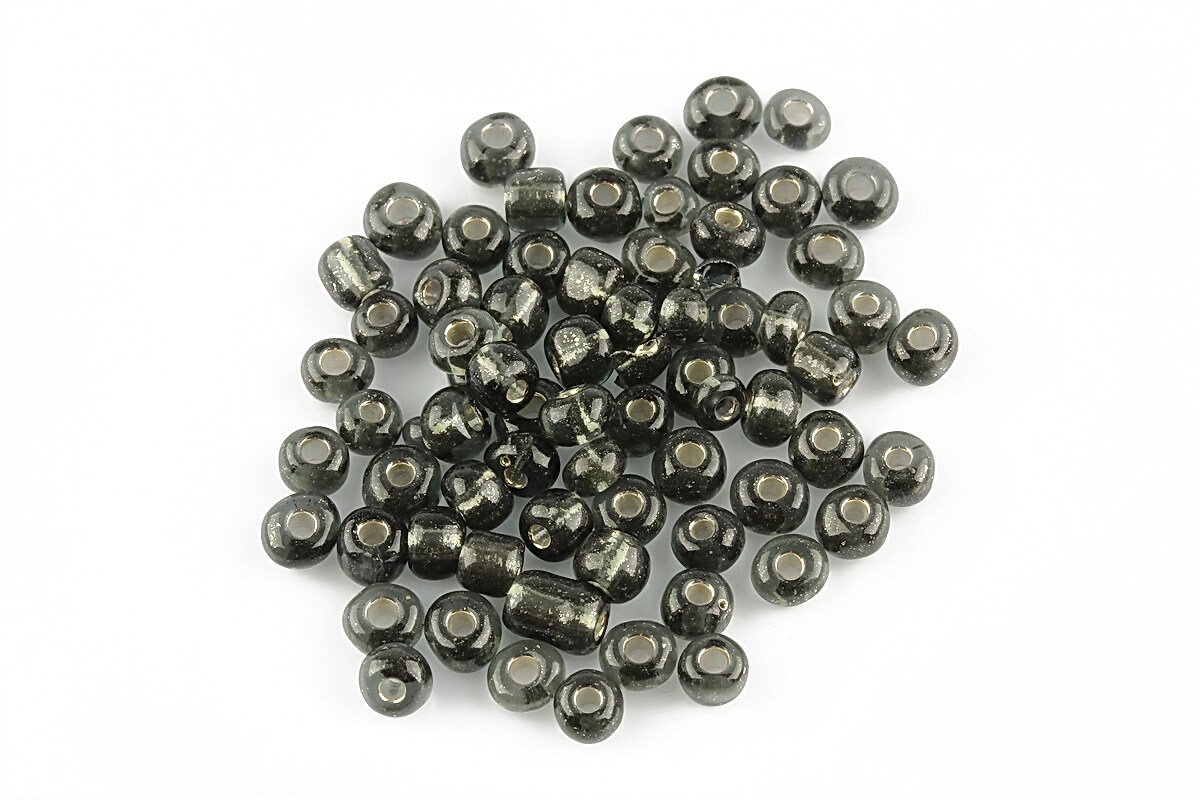 Margele de nisip 4mm cu foita argintie (50g) - cod 081 - gri