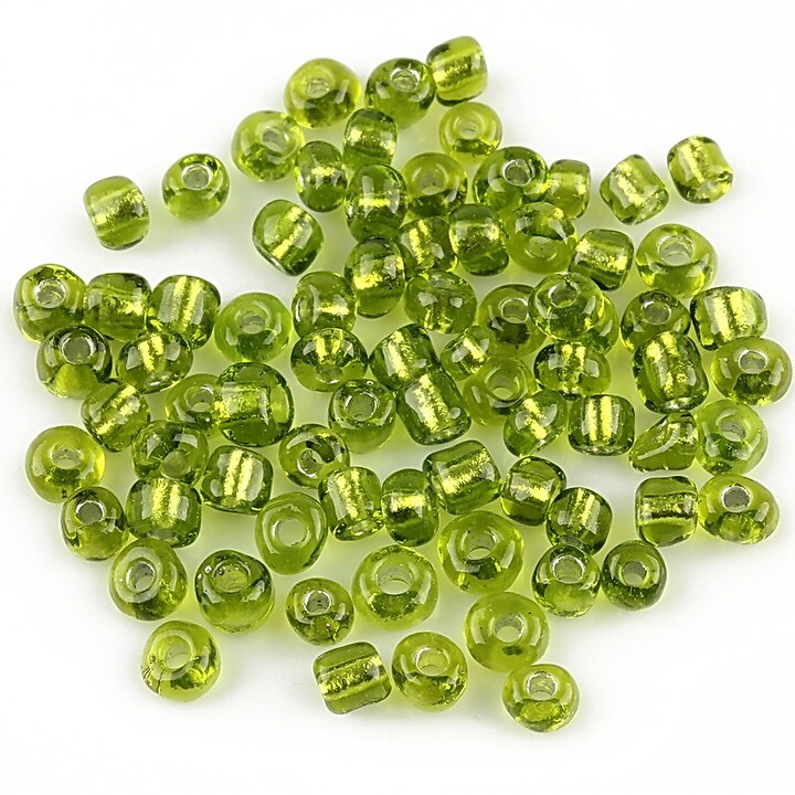 Margele de nisip 4mm cu foita argintie (50g) - cod 272 - verde crud