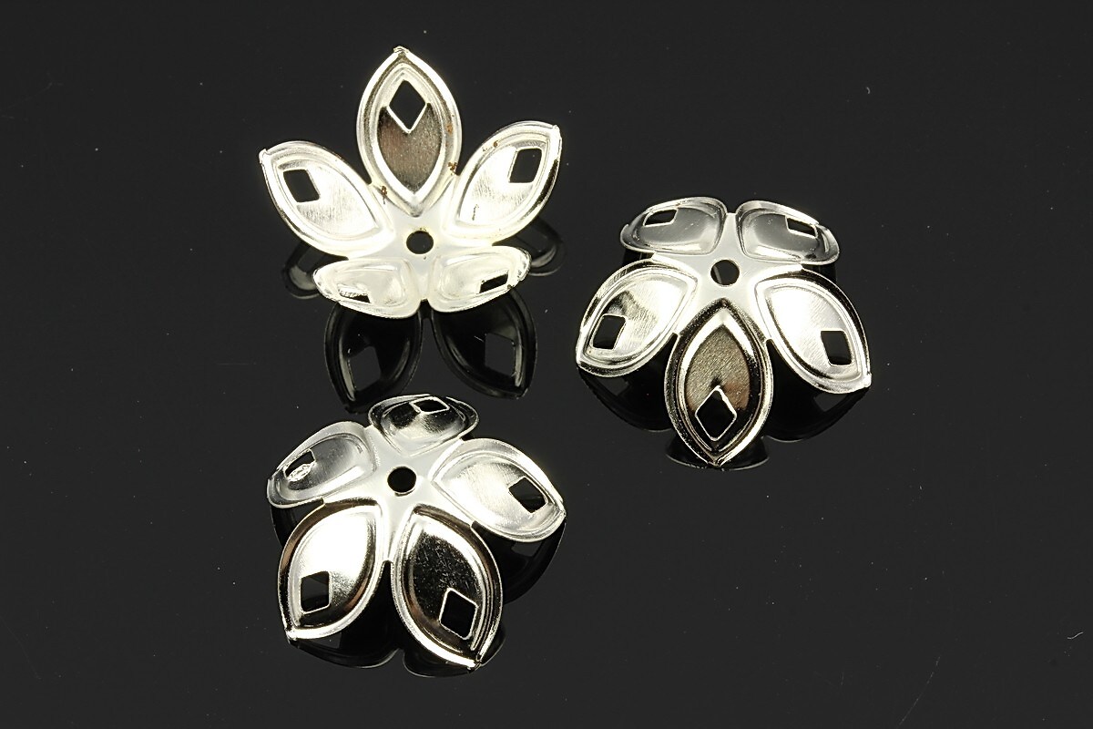 Capacele filigranate argintii floare 18x8mm (20buc.)