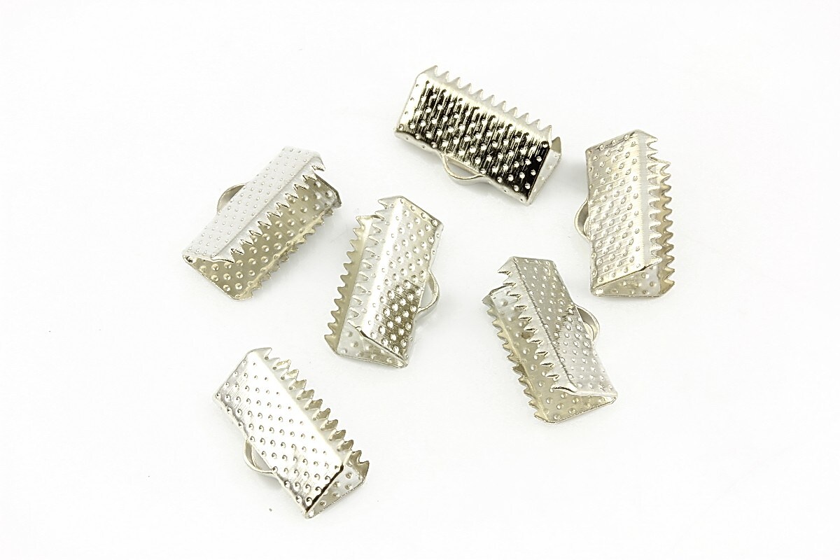 Capat snur argintiu inchis 13mm (13x7x5mm) (10buc.)