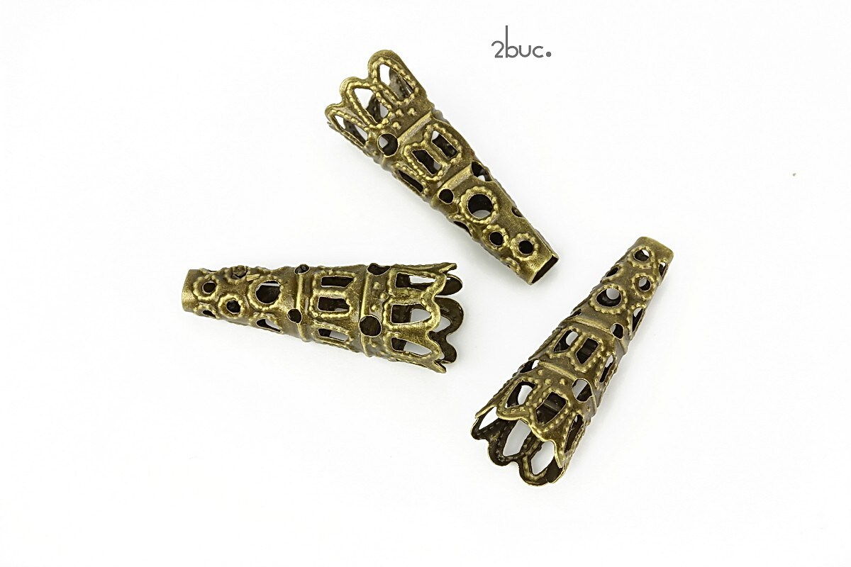 Capacel filigranat bronz, con 22x9mm (2buc.)