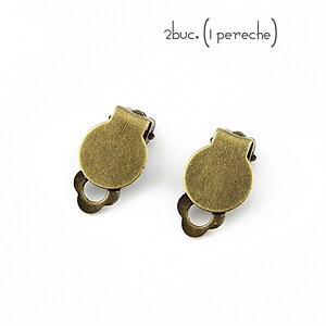Baza cercei clips platou 10mm, bronz (2 buc.)