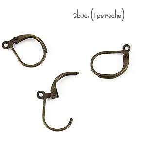 Tortite cercei leverback bronz inchis 15x11mm (2 buc.)