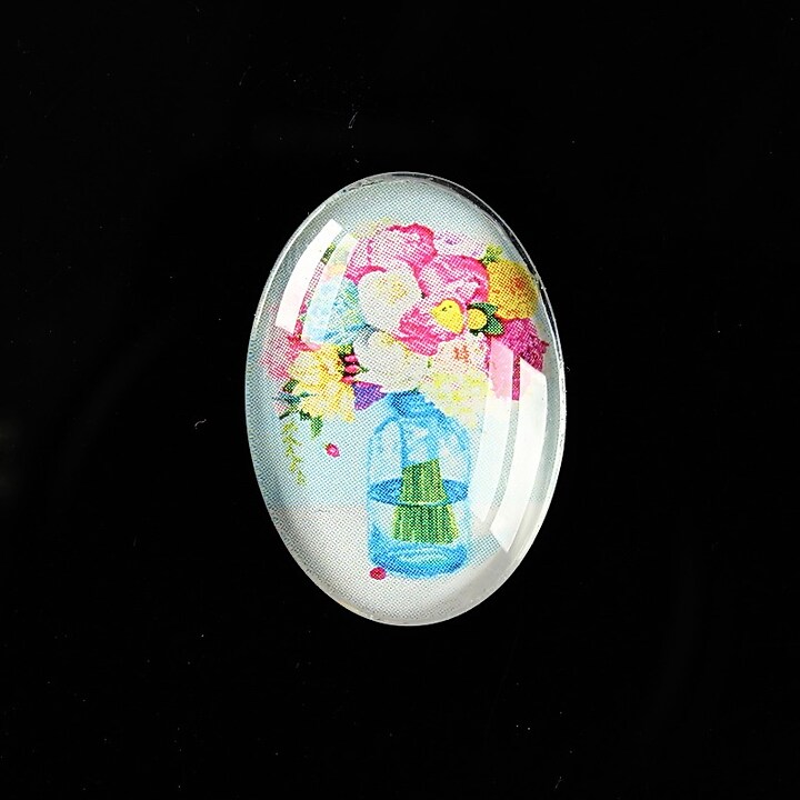 Cabochon sticla 25x18mm "Flower Bouquet" cod 409