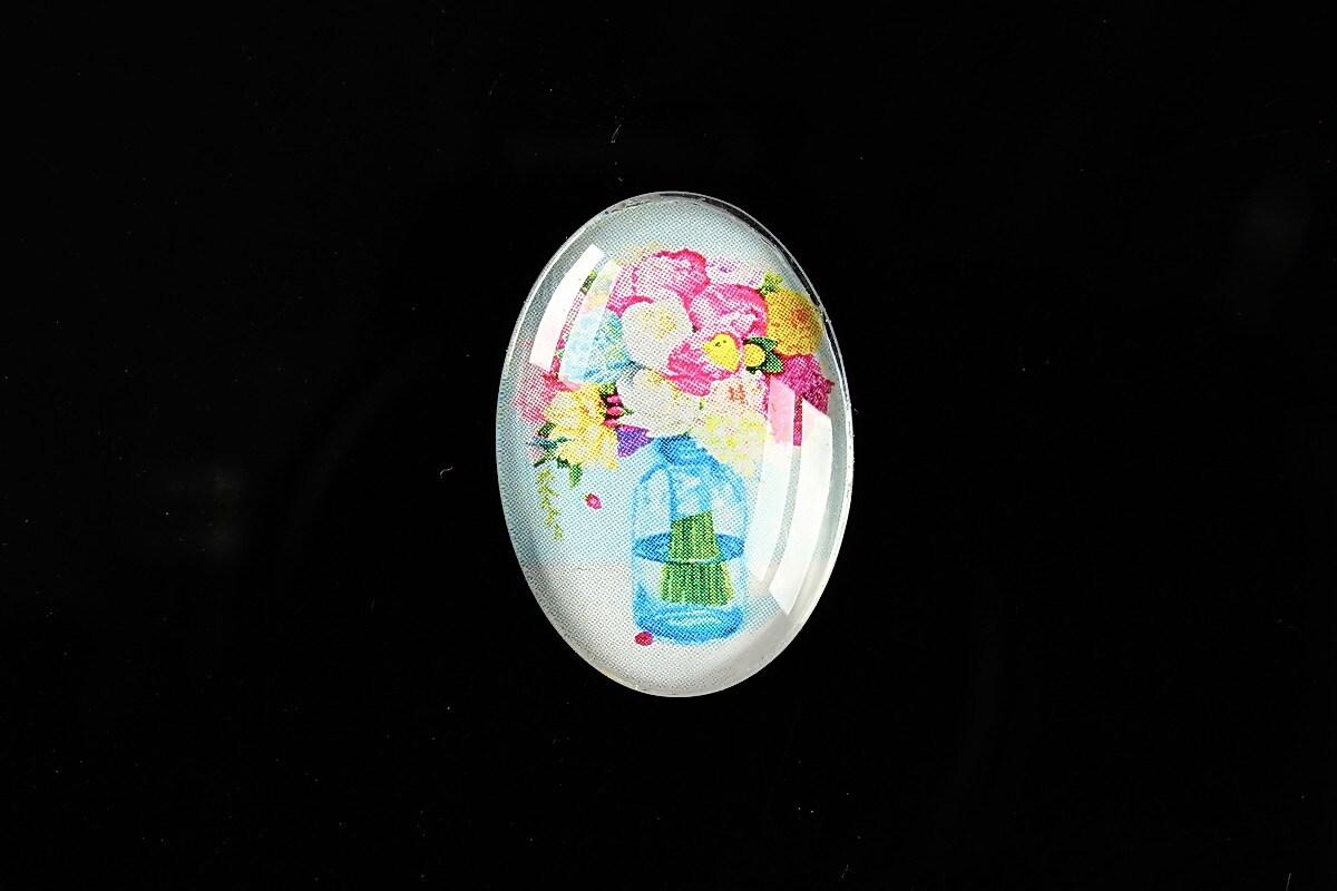 Cabochon sticla 25x18mm "Flower Bouquet" cod 409