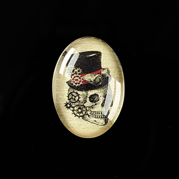 Cabochon sticla 25x18mm "Creepy Skull" cod 411