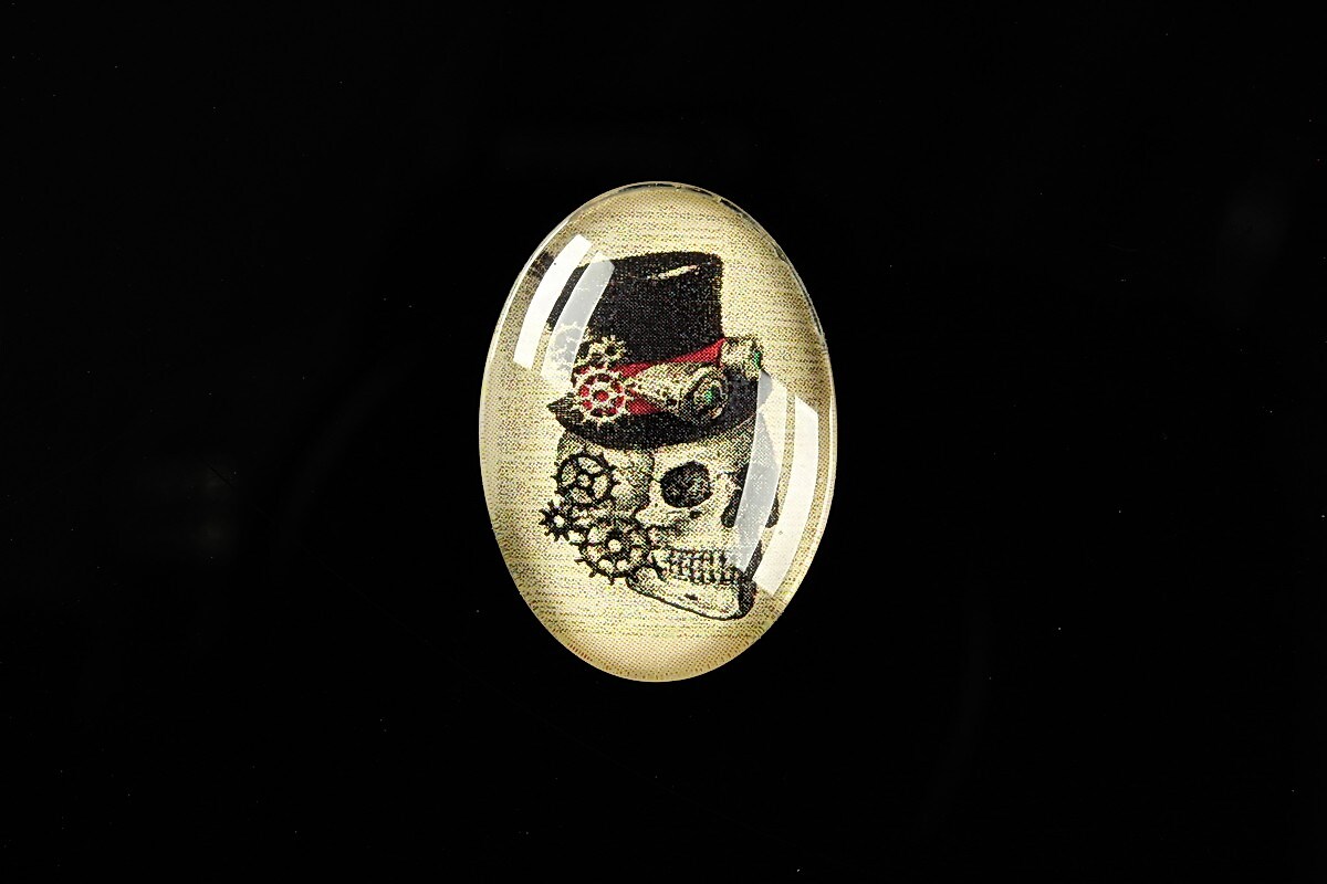 Cabochon sticla 25x18mm "Creepy Skull" cod 411