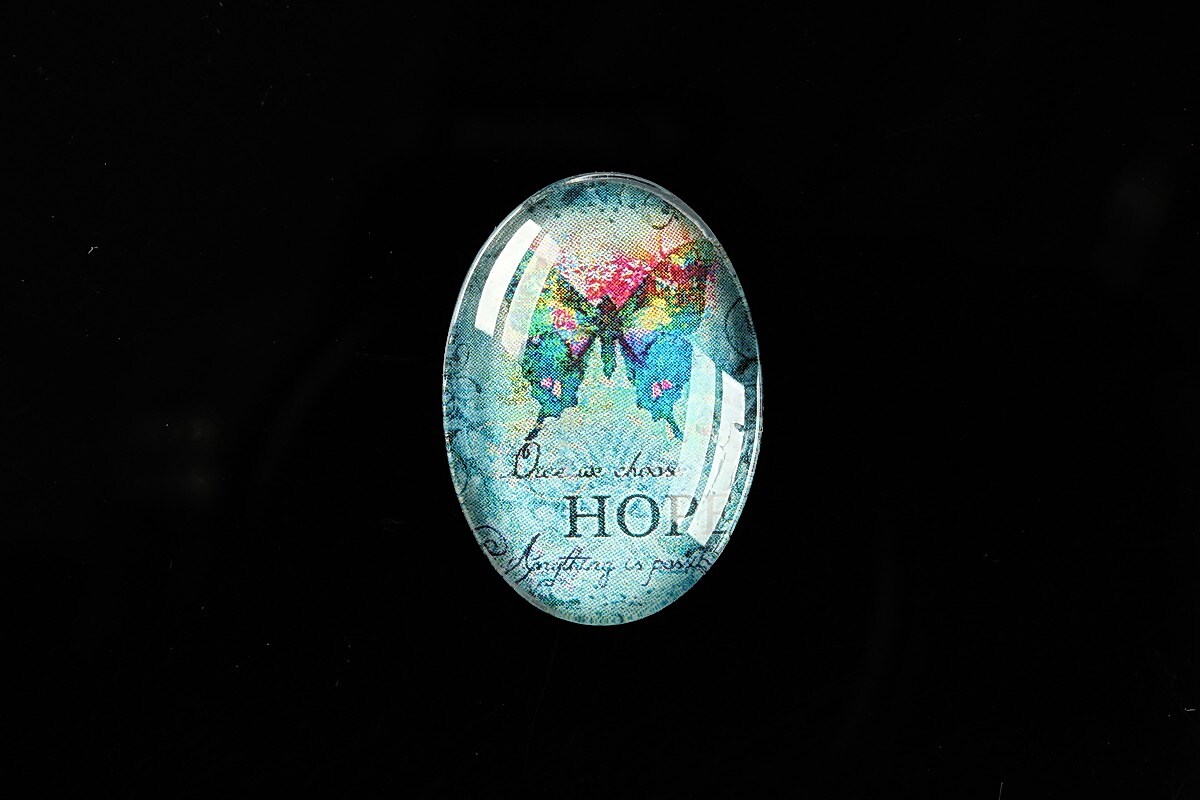 Cabochon sticla 25x18mm "Mystic World" cod 413