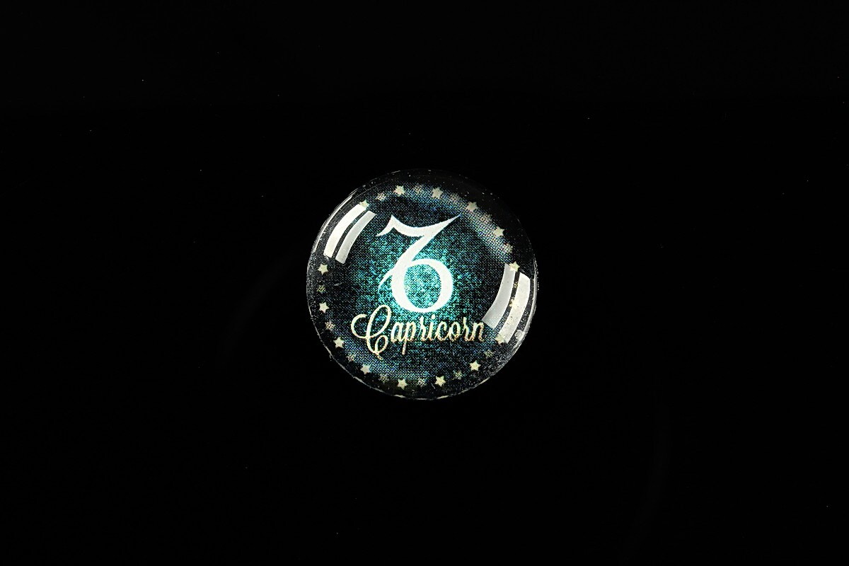 Cabochon sticla 18mm "Zodiac Signs" capricorn cod 428