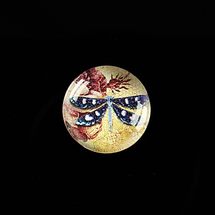 Cabochon sticla 18mm "Colourful Dragonfly" cod 433